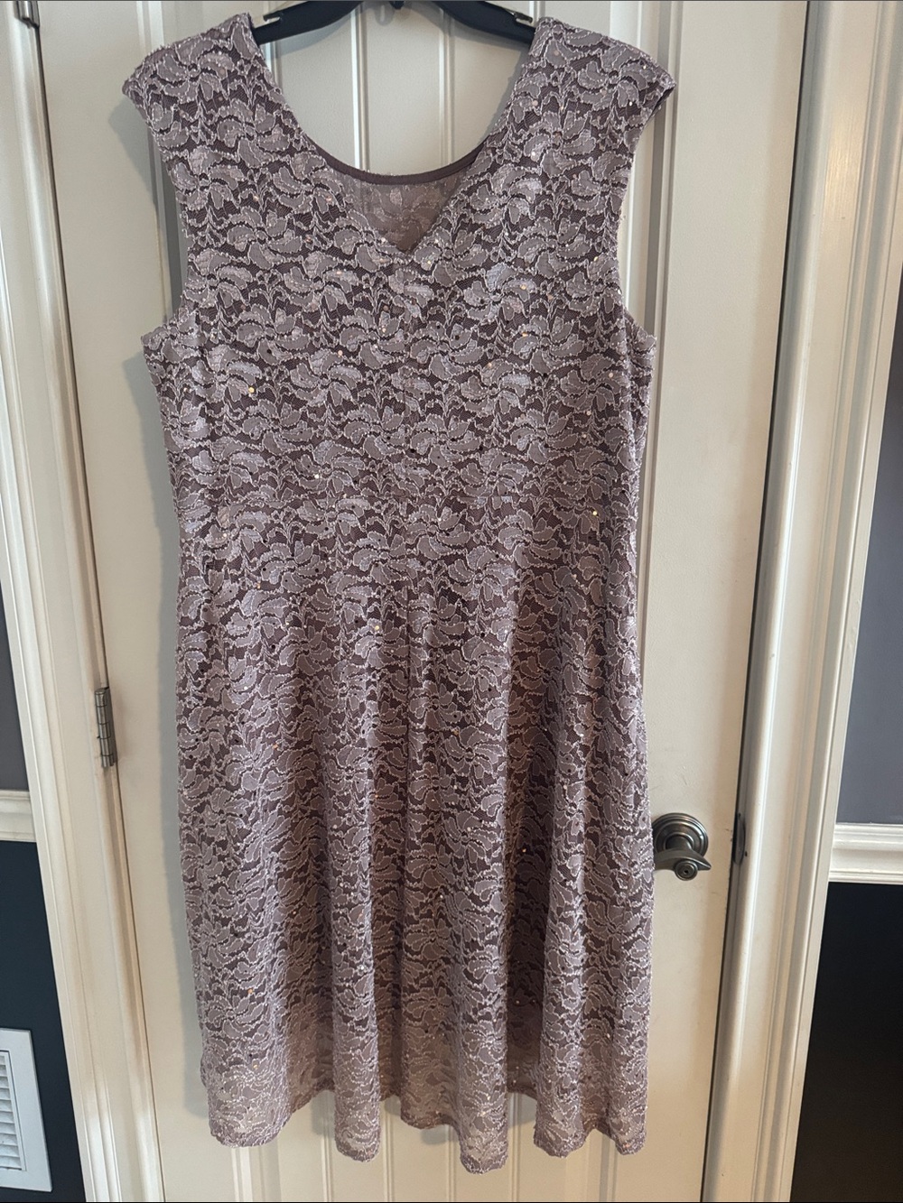 Sleeveless Lace hi-lo Dress in Mauve